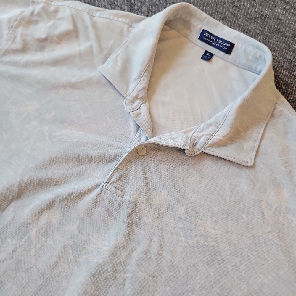 Peter Millar Crown Crafted Polo Shirt Men's XL Blue Stretch California AOP